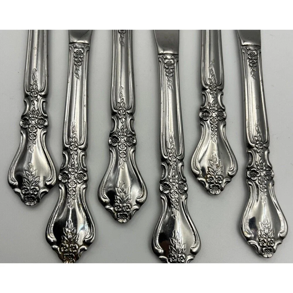 Set of 6 Oneida Distinction Deluxe KENNETT SQUARE Stainless Knives